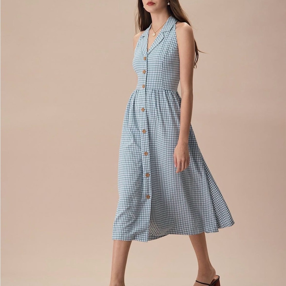 Blue Gingham Sleeveless Dress